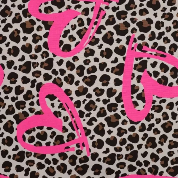 French terry, digitaltryckt – leopard med rosa hjärtan Kundfavorit