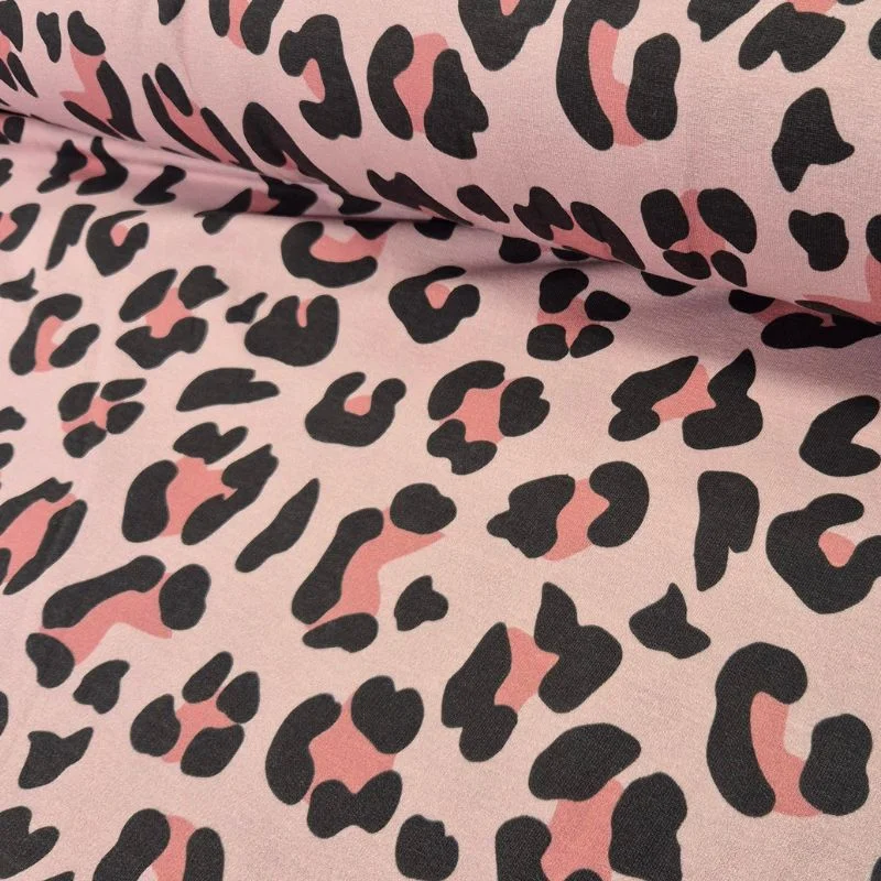 Begränsad tid French terry leopard, ljusrosa