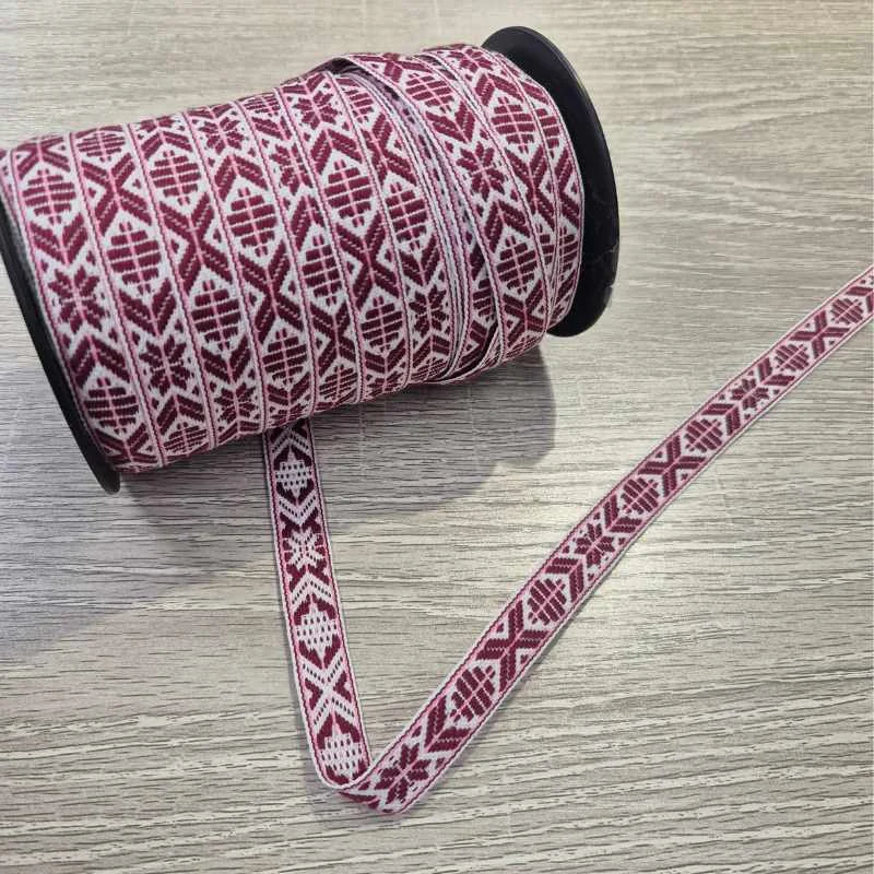 Hemslöjdsband 15 mm – Rosa/vit Erbjudande