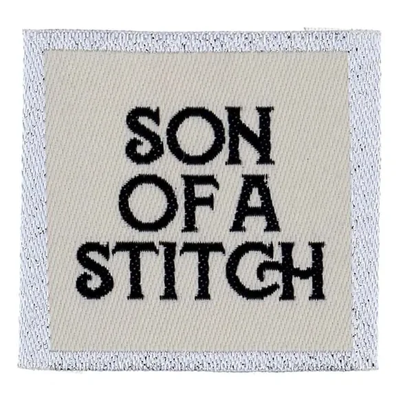 Snabb frakt Vävd etikett Son Of A Stitch, 4 st