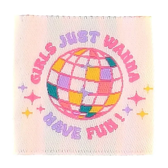 Vävd etikett Girls Just Wanna Have Fun!, 4 st Extra rabatt