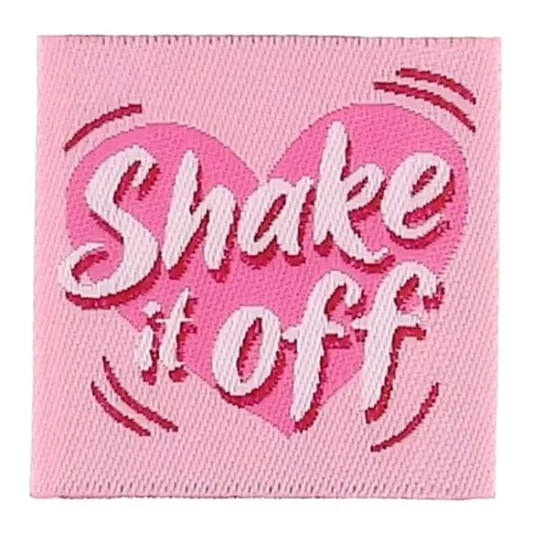 Vävd etikett Shake It Off, 4 st Snabb leverans
