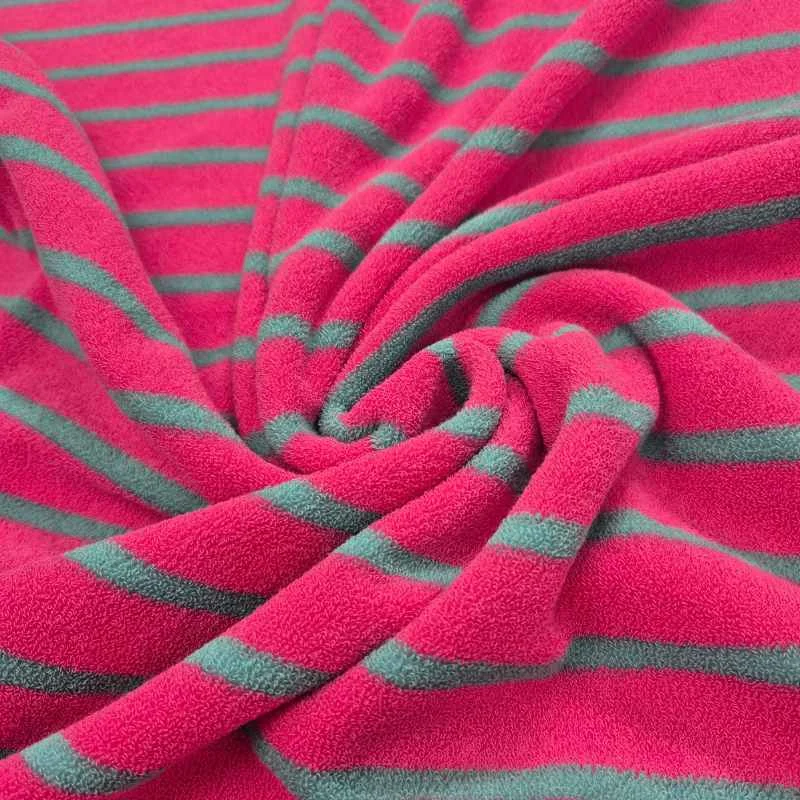 Fynd Frottétyg, randigt – Cerise/turkos