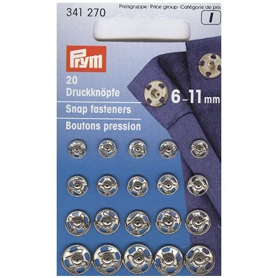 Tryckknapp 6 mm - 11 mm Silver Begränsad tid