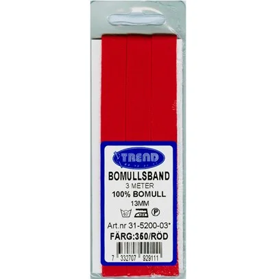 Bomullsband 13 mm Röda Snabb frakt